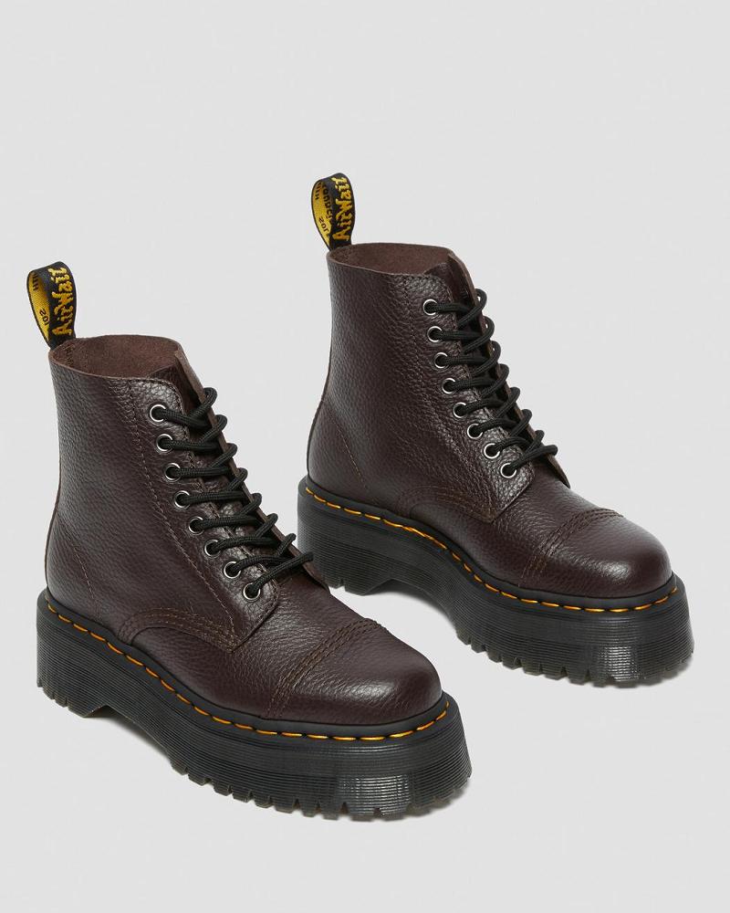 Women's Dr Martens Sinclair Milled Nappa Leather Platform Boots Burgundy | AU 257HAP